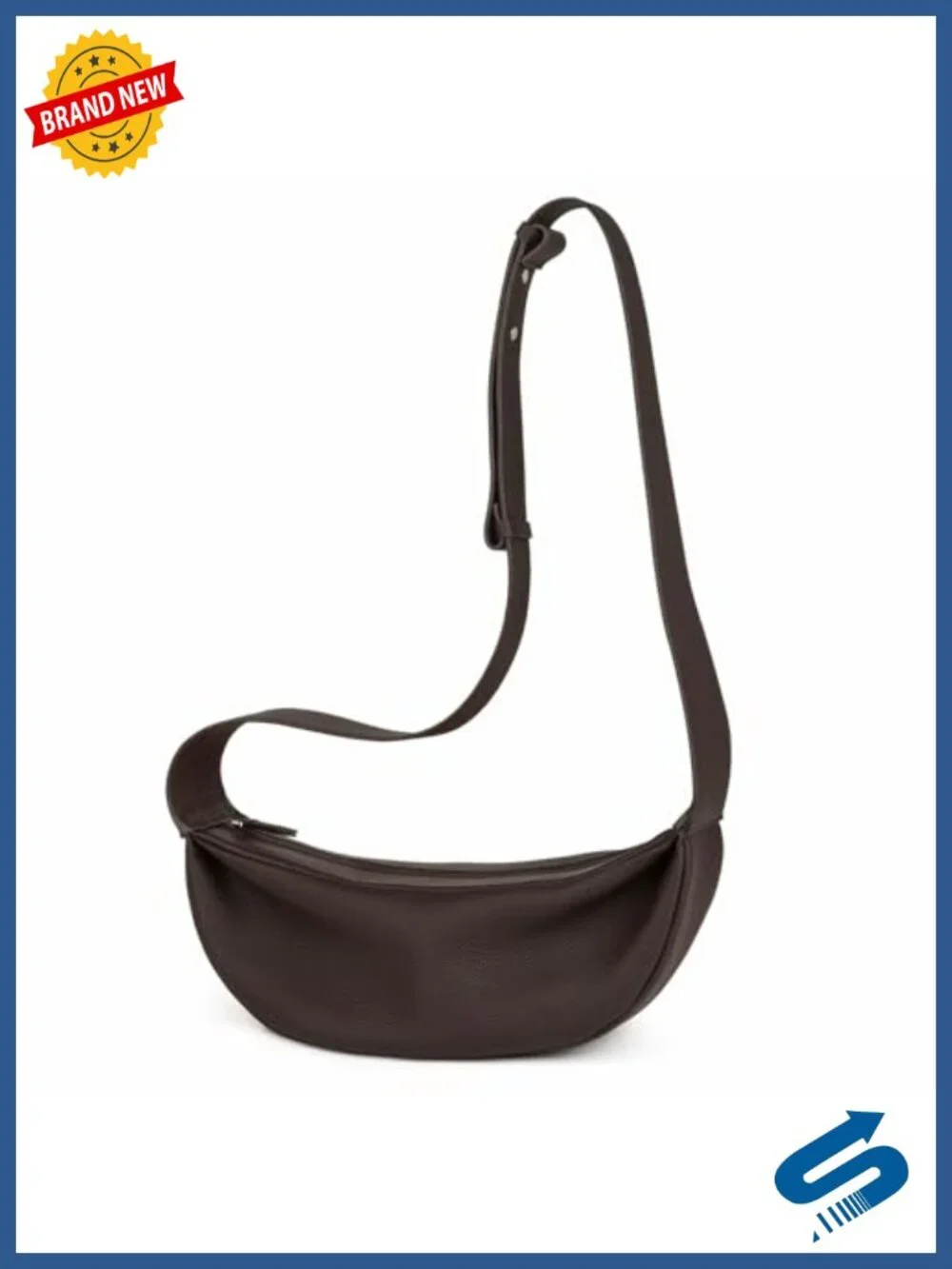 Genuine Leather Sling Bag Crossbody Women Minimalist Hobo w/ Wide Strap